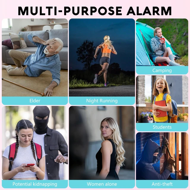 Alt view image 6 of 7 - Personal Safety Alarm for Women, Rechargeable 135dB Siren with Flashing Light, Anti-Loss Locking Pin, Keychain SOS Alarm Works with Apple Find My, Kids, Seniors, Night Runners, iOS Only, White