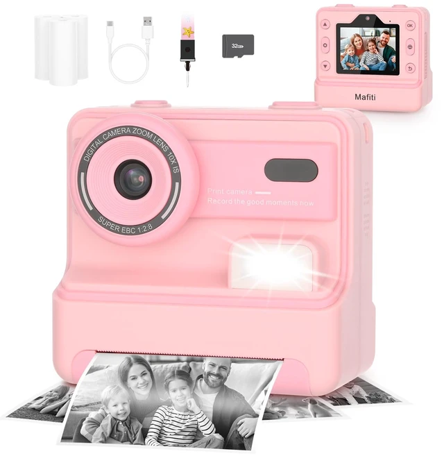 Main image of Kids Camera Instant Print,1080P Selfie Digital Camera with 2.4 Inch Display 1200 mAh Battery,3-12 yrs Girls Boys Toys Gifts for Birthday/Xmas/Holiday,Pink