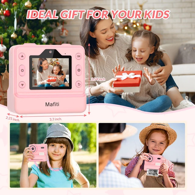 Alt view image 7 of 7 - Kids Camera Instant Print,1080P Selfie Digital Camera with 2.4 Inch Display 1200 mAh Battery,3-12 yrs Girls Boys Toys Gifts for Birthday/Xmas/Holiday,Pink