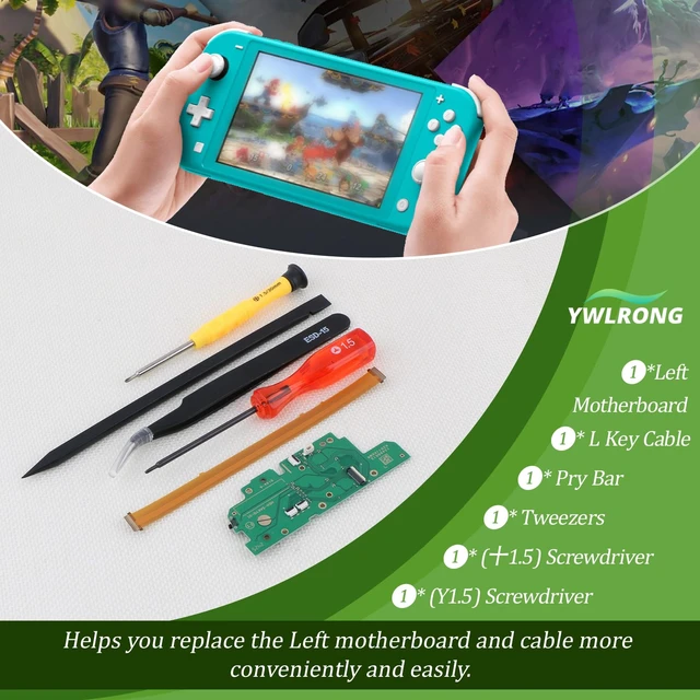 Alt view image 7 of 7 - Left L Side Motherboard for Nintendo Switch Lite L Button Ribbon Cable Replacement PCB Board HDH-SAKYO-01 with Repair Tools