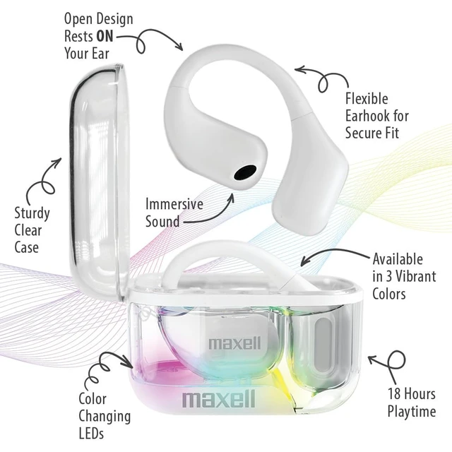 Alt view image 3 of 5 - OWS Pro Open-Ear Bluetooth Earhooks, Vibrant Colors Open Wireless