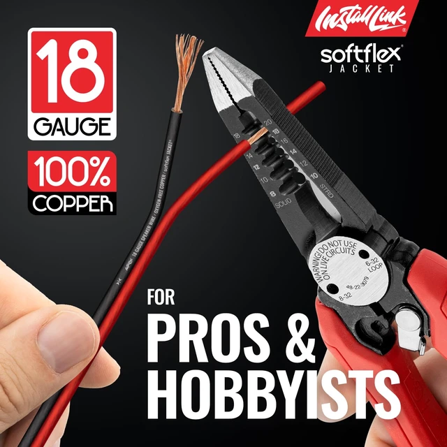 Alt view image 3 of 7 - 18 AWG Gauge Speaker Wire (100 Feet) Car or Home Theater (OFC) Pure OFC Copper, 18/2 Speaker Cable, 2-Conductor, Frosted Red/Black, Easy Strip, Polarity ID, for Car Audio & Home Stereo