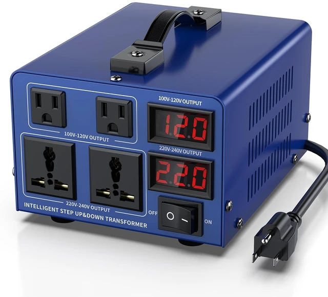 Main image of 1000 watt Voltage Conversion Transformer Heavy-Duty Step-up/Step-Down AC 110V/120V/220V/240V Power Conversion, with resettable Circuit Breaker Protection, with US Power Cord, LCD Display