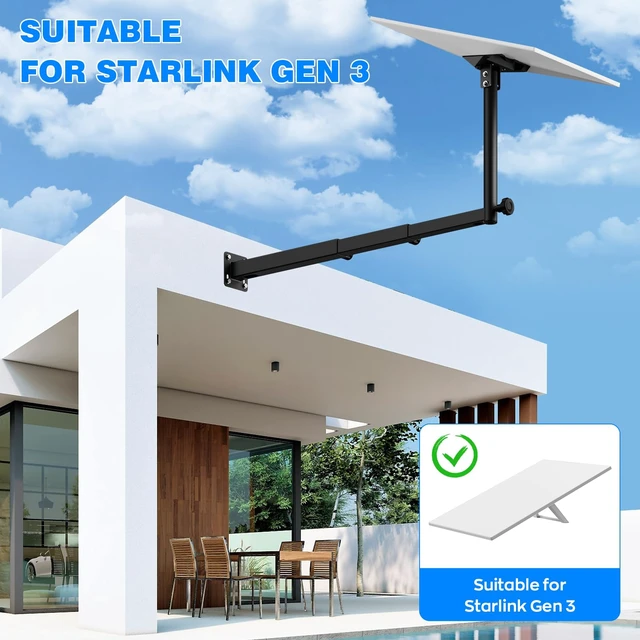 Alt view image 6 of 7 - Starlink Mount for Standard 4/4X/Gen 3, Starlink Pole Mount, Extension-Type Heavy Duty Starlink Long Wall Mount with 0-30° Adjustable Starlink Gen 3 Pipe Adapter for Starlink Internet Kit Satellite