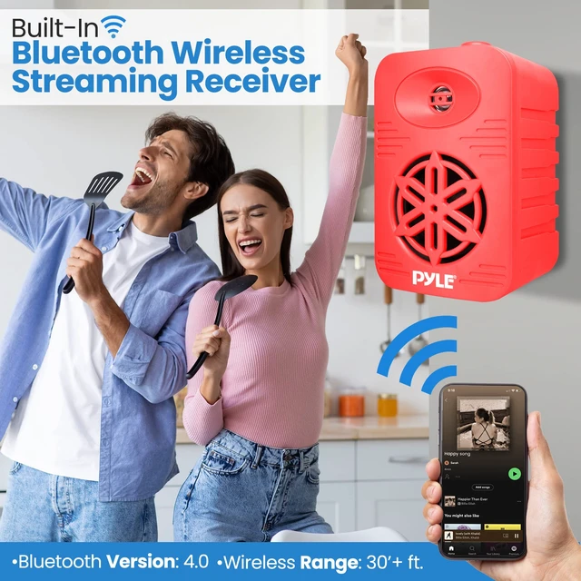 Alt view image 3 of 7 - Usa Bluetooth Indoor Outdoor Speakers Pair - 300 Watt Dual Waterproof 4 2-Way Full Range Speaker System w/ 1/2 High Compliance Polymer Tweeter Home,Boat, Marine,Deck, Patio,Poolside - PDWRBT46RD