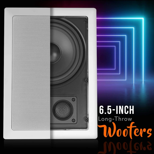 Alt view image 2 of 7 - 6.5" 360W Dual Tweeter In-Wall In-Ceiling Speaker - True Stereo Output from One Speaker, Long Throw Woofer, Easy Flush Mount Installation, Whole House Audio, Home Theater - PDIW67