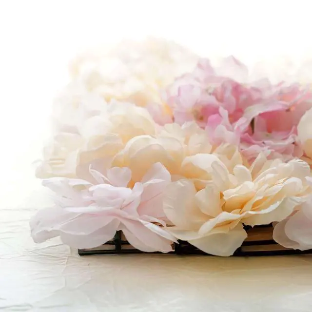 Alt view image 5 of 6 - Efavormart Pack of 4 | 13 Sq. Ft. Pink Champagne Silk Flower Wall Panels, 3D Floral Backdrop Mat with Peonies and Hydrangeas for Bridal Showers and Photo Booths