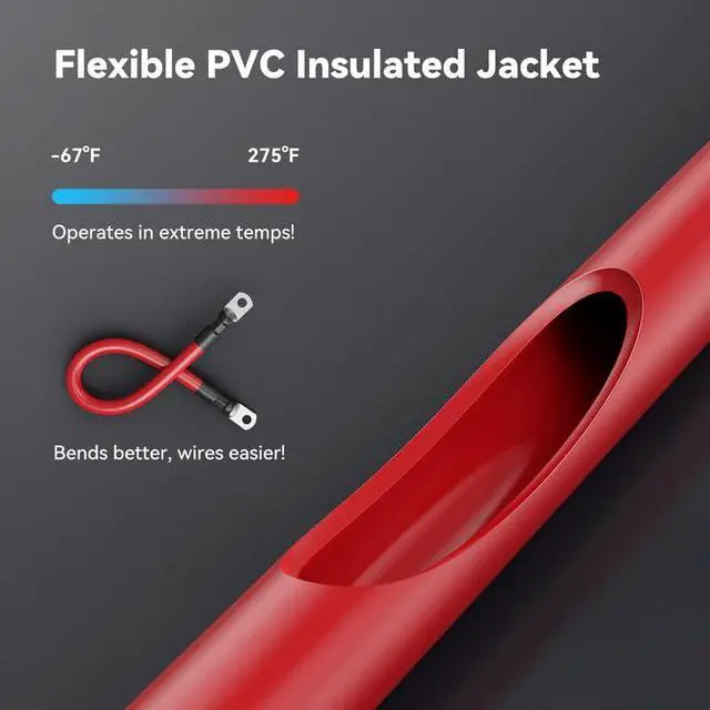 Alt view image 3 of 6 - 4/0 Battery Cable, 4FT Black + 4FT Red Heavy-Duty Inverter Cables for Car Audio RV Trailer Amp Wiring (4FT 4/0AWG - 3/8")