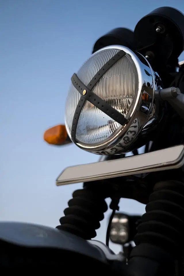 Alt view image 3 of 3 - Genuine Leather Headlight X Universal Bike Accesories Easy to install (Perforated Black)