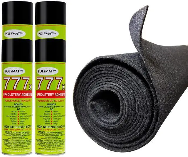 Main image of 16FT x 3.75FT Charcoal Speaker Box Carpet +4 Cans 777 Fabric Spray Glue