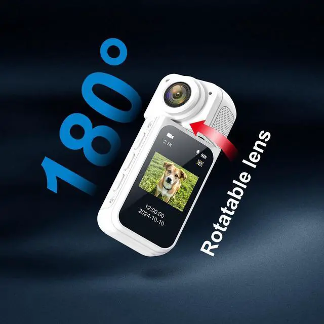 Alt view image 2 of 6 - S70 Pro Tiny Thumb Action Camera - Mount Anywhere. Small Body with Spring Clip, Portable Vlogging Camera for Cycling, Motorcycle & More, Hands-Free POV Recording, Helmet Camera, White
