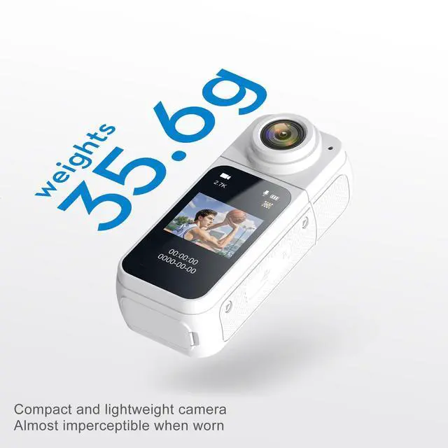 Alt view image 3 of 6 - S70 Pro Tiny Thumb Action Camera - Mount Anywhere. Small Body with Spring Clip, Portable Vlogging Camera for Cycling, Motorcycle & More, Hands-Free POV Recording, Helmet Camera, White