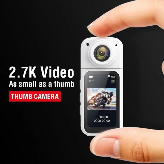 Alt view image 4 of 6 - S70 Pro Tiny Thumb Action Camera - Mount Anywhere. Small Body with Spring Clip, Portable Vlogging Camera for Cycling, Motorcycle & More, Hands-Free POV Recording, Helmet Camera, White