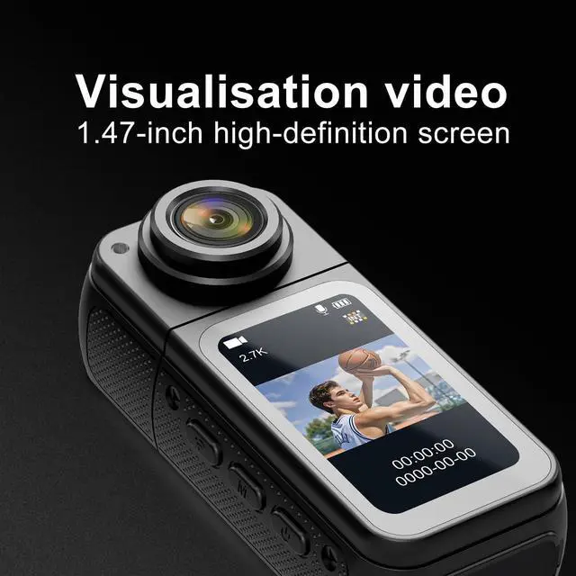 Alt view image 6 of 6 - S70 Pro Tiny Thumb Action Camera - Mount Anywhere. Small Body with Spring Clip, Portable Vlogging Camera for Cycling, Motorcycle & More, Hands-Free POV Recording, Helmet Camera, White