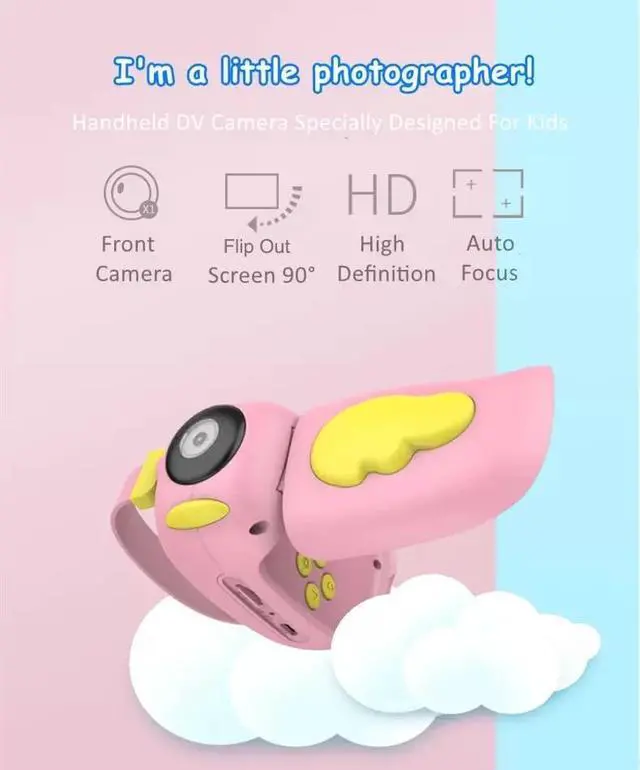 Alt view image 2 of 6 - 1080P Kids HD Digital Photo & Video Rechargeable Camcorder with 2" LCD Screen, Integrated Video Games, Removable Strap, 32GB Card, Memory Card Case, Card Reader & Micro USB Charging (Pink Kit)
