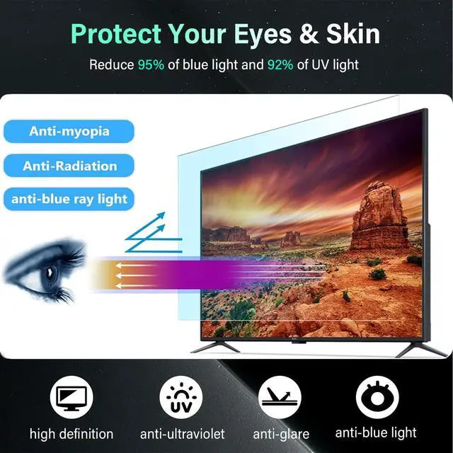 Alt view image 4 of 6 - Anti Blue Light TV Screen Protector, 50-58 inch Matte Anti Reflective Anti Scratch Filter Film Anti Myopia Eye Protection Ultra-Clear Filter Film, Easy to Install,50in 1095 * 616mm