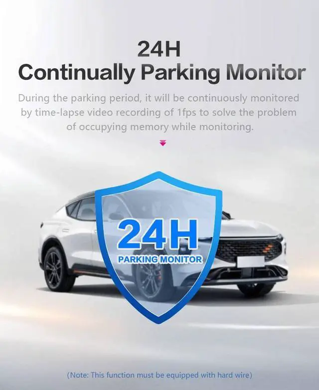 Alt view image 6 of 6 - 4K UHD 9.66" Mirror Front and Rear Dual Dash Camera Voice Control, Night Vision Touch Screen Waterproof Back Camera, 150°Wide Angle Monitoring Range with 64G SD Card