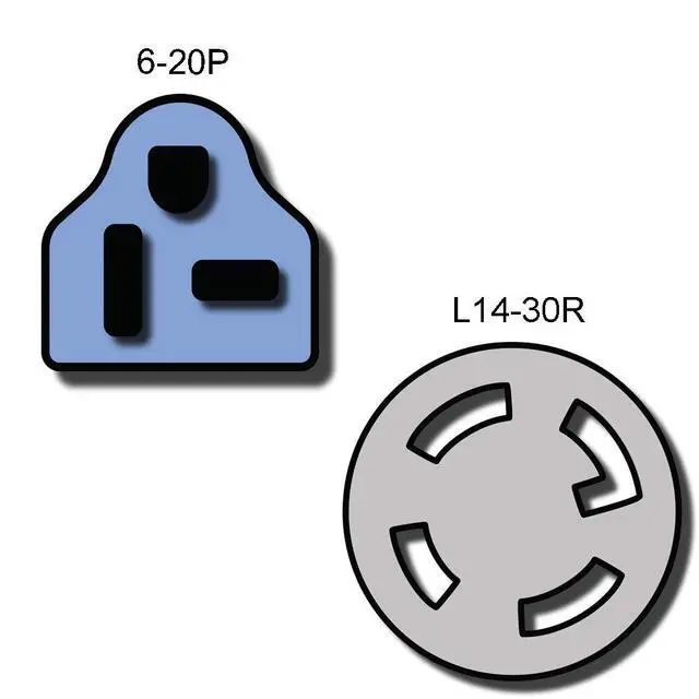 Alt view image 2 of 2 - NEMA 6-20P to L14-30R Plug Adapter - 6 Foot, 20A/250V, 12 AWG - # IBX-5182-06 (6 ft)