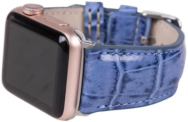Main image of Croco Pattern Blue Leather Band for Apple Watch