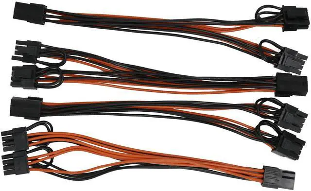 Main image of Four 18AWG PCI-E 6pin to Dual 8-pin Y-Splitter Extension Cable GPU Mining ZCASH ZEC Ethreum ETH