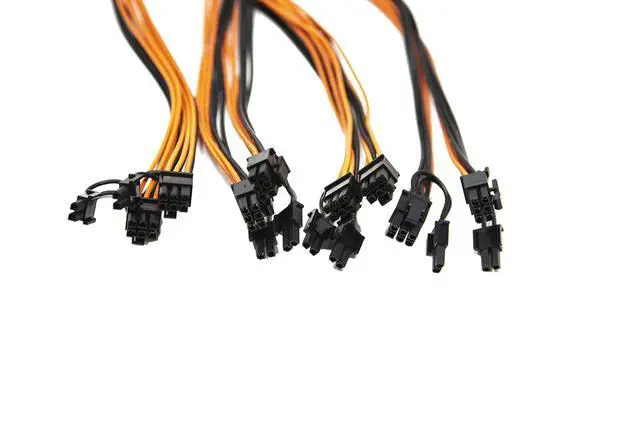 Alt view image 2 of 4 - Four 18AWG PCI-E 6pin to Dual 8-pin Y-Splitter Extension Cable GPU Mining ZCASH ZEC Ethreum ETH