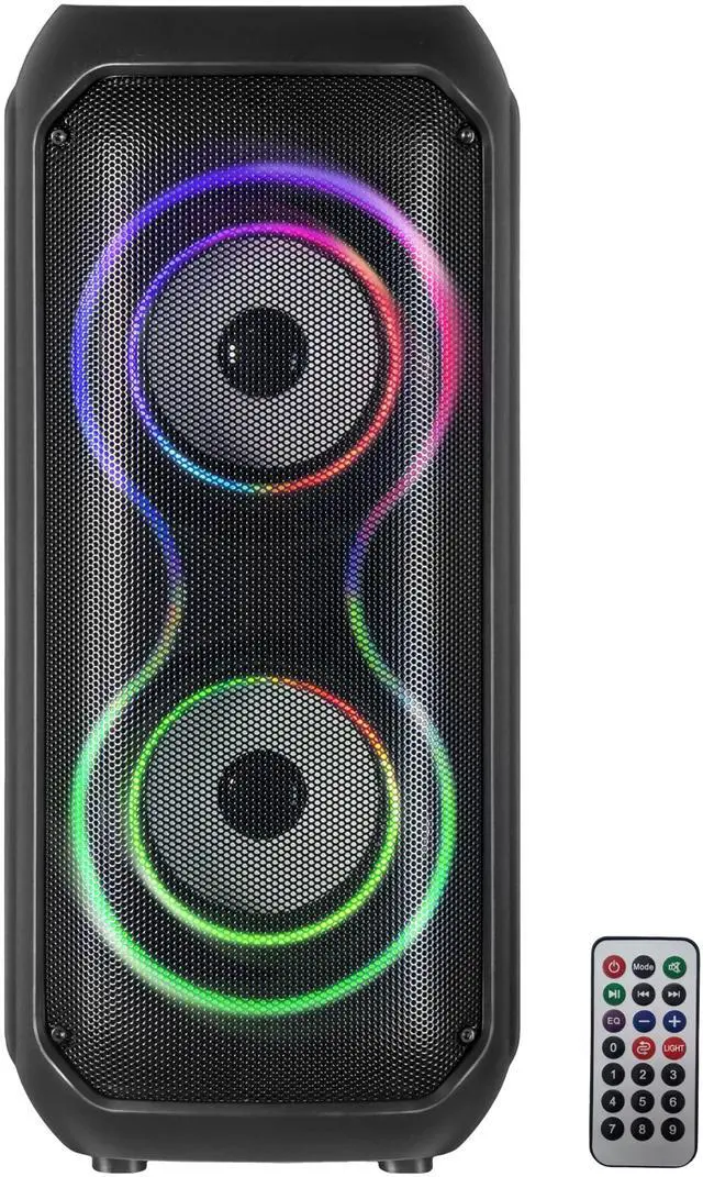 Main image of IQ Sound IQ-3404BT 2x4-inch High Efficiency Speaker System, Bluetooth Enabled with TWS, Colorful LED Lights, USB/Micro SD/AUX Inputs, FM Radio, 3.5mm Mic Input, Rechargeable Battery, Built-in Handles