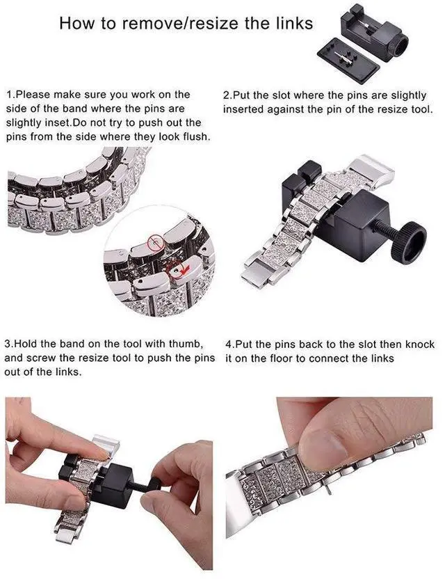 Alt view image 4 of 6 - Compatible with SOMTLERK A221/AGPTEK LW11/Kuizil T70/zakotu Y66/Woneligo W13/RUIMEN D1 H1/ENOMIR IDW19 Band for Women Quick Release Bracelet Bling Metal Strap Stainless Steel Metal Jewelry Bangle Wris