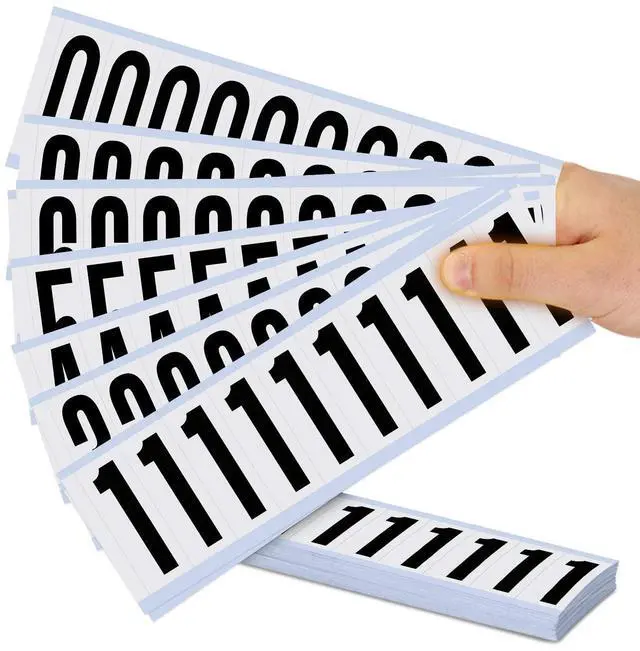 Main image of "Numbers 0-9" Mylar Adhesive Number Labels Kit | 10 Cards/Kit, 0.875" x 2.25", Made in USA