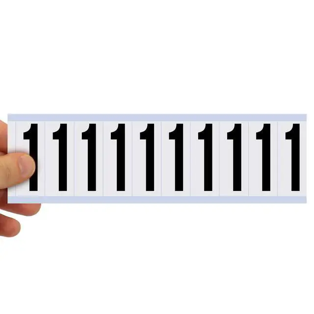 Alt view image 2 of 4 - "Numbers 0-9" Mylar Adhesive Number Labels Kit | 10 Cards/Kit, 0.875" x 2.25", Made in USA