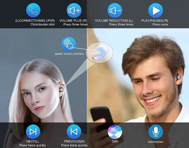 Alt view image 5 of 6 - Wireless V5.3 Bluetooth Earbuds Compatible with Apple iPad Air 5th Generation 2022 Models Thin Travel Case, 8D Bass Mic IPX7 Waterproof/Sweatproof