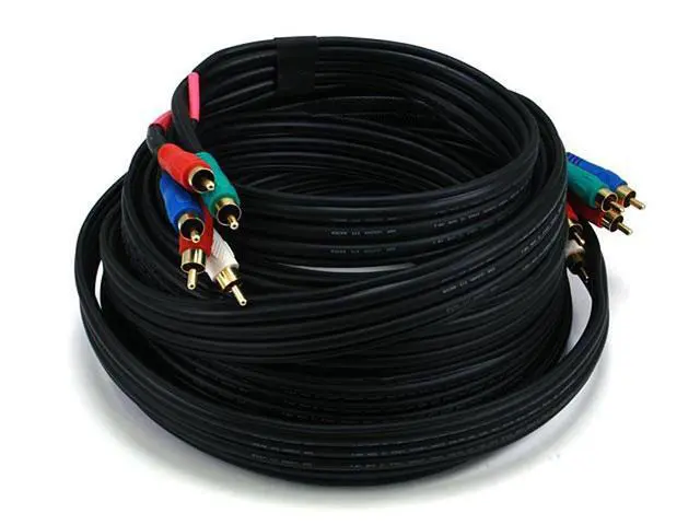 Main image of 25ft 22AWG 5-RCA Component Video/Audio Coaxial Cable (RG-59/U) - Black