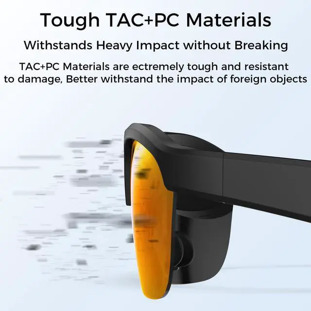 Alt view image 6 of 6 - Polarized Bluetooth Smart Sunglasses with Built-in Mic, Open-Ear Audio, IP65 Waterproof & 5-Hour Battery (Gold)