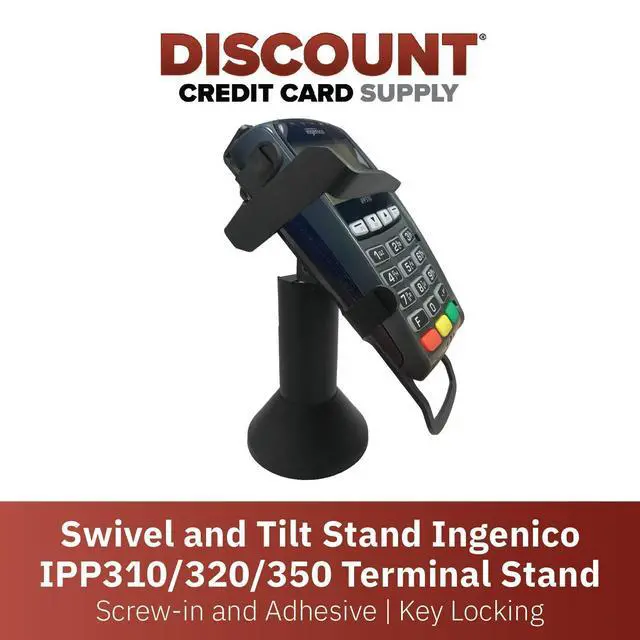 Alt view image 2 of 6 - DCCStands Swivel and Tilt Stand Ingenico IPP310/315/320/350 Terminal Stand, Screw-in and Adhesive, Key Locking Mechanism
