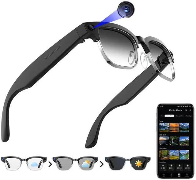 Main image of AI Smart Glasses With Camera for Men Women,4K Video&Photo Recording,Real-Time Translation,AI Wearable Sunglasses for Vlogging, Travel, Business