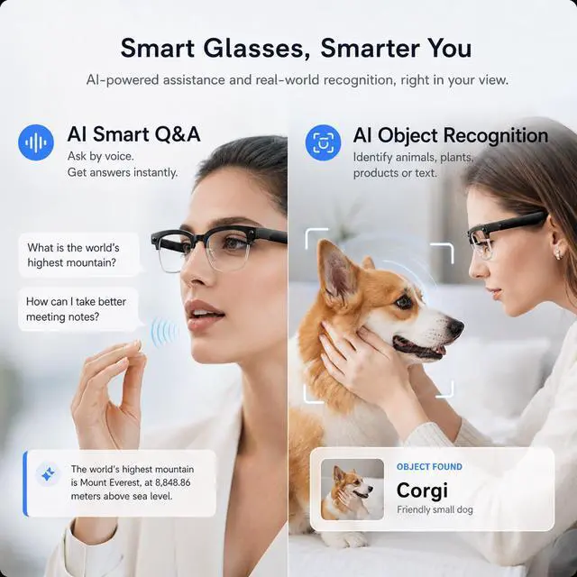 Alt view image 4 of 6 - AI Smart Glasses With Camera for Men Women,4K Video&Photo Recording,Real-Time Translation,AI Wearable Sunglasses for Vlogging, Travel, Business