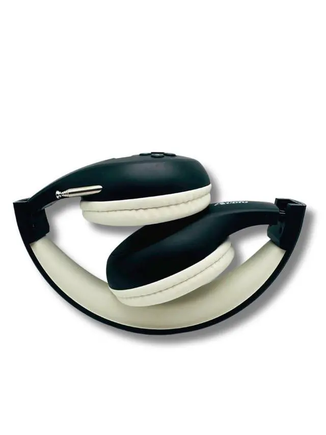 Alt view image 3 of 6 - FM Radio Headphones, Black & White | Adjustable, Pull-Out Antenna, Portable Personal Radio, Battery Powered, 2 AA Batteries Not Included