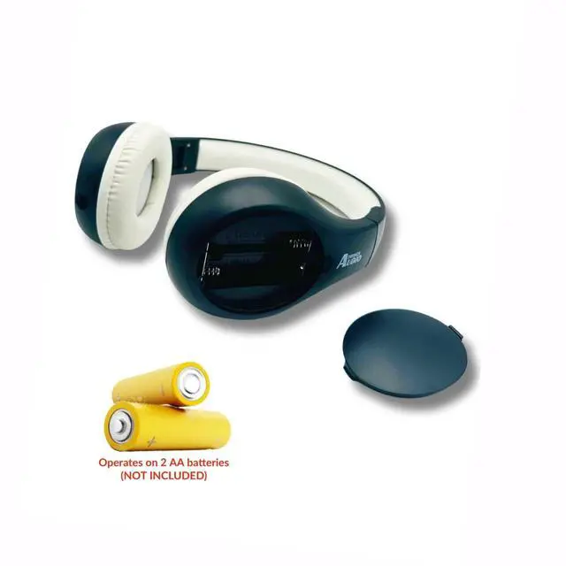 Alt view image 5 of 6 - FM Radio Headphones, Black & White | Adjustable, Pull-Out Antenna, Portable Personal Radio, Battery Powered, 2 AA Batteries Not Included