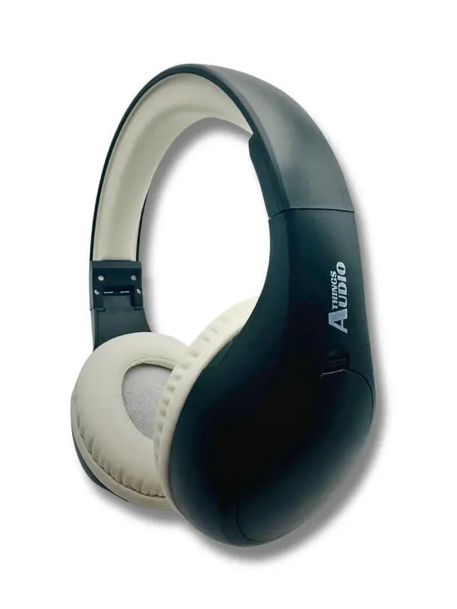 Alt view image 6 of 6 - FM Radio Headphones, Black & White | Adjustable, Pull-Out Antenna, Portable Personal Radio, Battery Powered, 2 AA Batteries Not Included