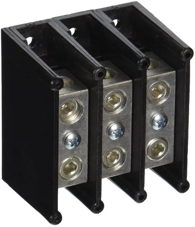 Main image of 63000 Aluminum Open Style Mini Box to Box Power Distribution Block with 3-Pole and 1 Stud, 2/0-#14 Wire Size, 185 Ampere