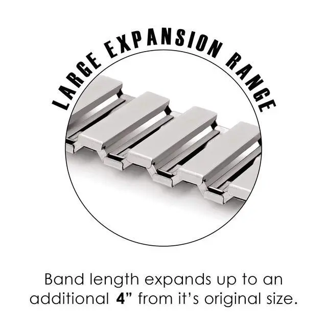 Alt view image 4 of 5 - Twist-O-Flex Metal Expansion Stainless Steel Stretch Band Replacement for The Fitbit Alta and Alta HR in Brushed Silver and Black by