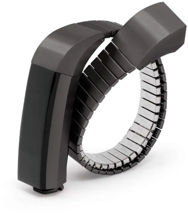 Main image of Twist-O-Flex Metal Expansion Stainless Steel Stretch Band Replacement for The Fitbit Alta and Alta HR in Brushed Silver and Black by