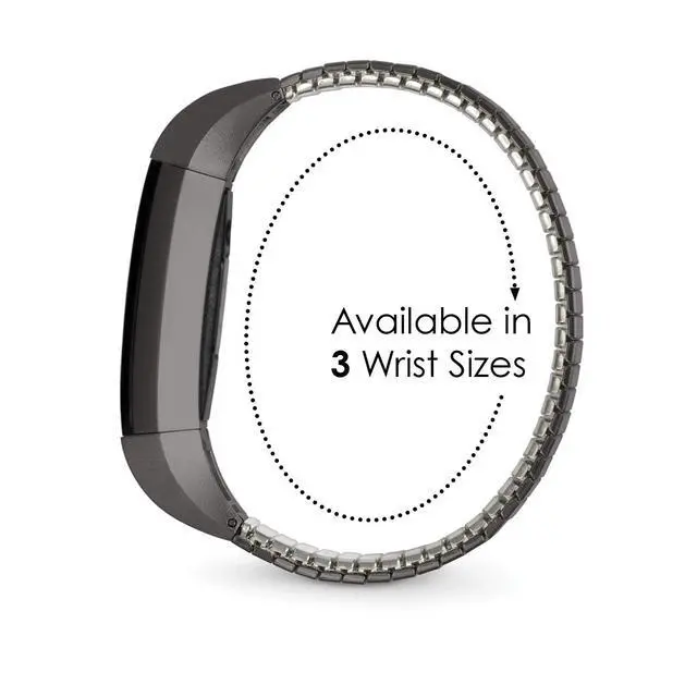 Alt view image 3 of 5 - Twist-O-Flex Metal Expansion Stainless Steel Stretch Band Replacement for The Fitbit Alta and Alta HR in Brushed Silver and Black by