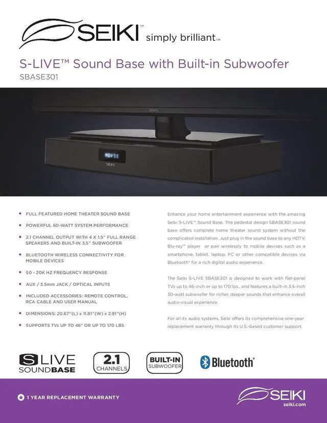 Alt view image 5 of 5 - SBASE301 Sound Base (Black)