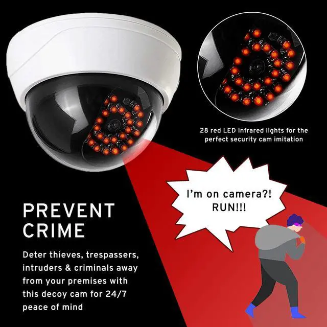 Alt view image 4 of 6 - Fake CCTV Security Dummy Dome Camera with Red LED Light for Home, Shop, Business, etc. (2 Pack)