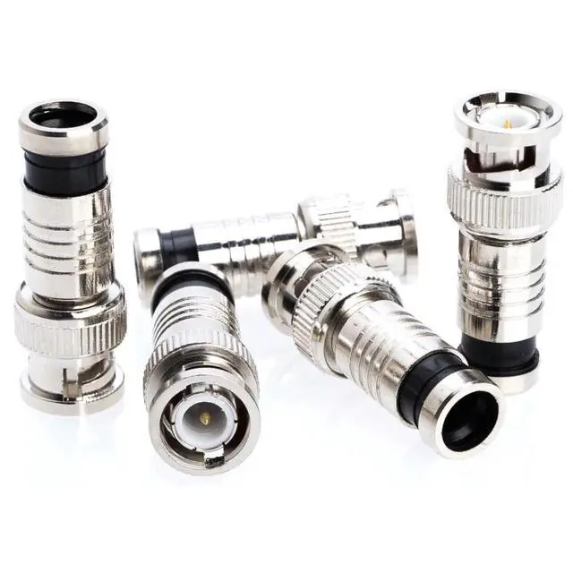 Alt view image 2 of 3 - RG59 BNC Compression Connector Fixed Pin, All-Metal Nickel-Plated, 360° Radial Compression for Secure Signal, Weatherproof, Indoor/Outdoor, Compatible with CCTV, DVR, and Coaxial Cable (30 PCS)