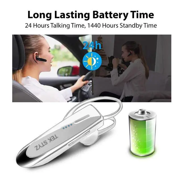 Alt view image 2 of 6 - Bluetooth 5.3 Headset Compatible with OnePlus 13s Wireless Earpiece, IPX5 Waterproof, Dual Microphones, Noise Reduction, 60 Days Standby + 22Hrs HD Talk Time!