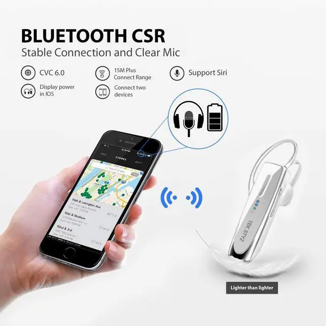 Alt view image 6 of 6 - Bluetooth 5.3 Headset Compatible with OnePlus 13s Wireless Earpiece, IPX5 Waterproof, Dual Microphones, Noise Reduction, 60 Days Standby + 22Hrs HD Talk Time!