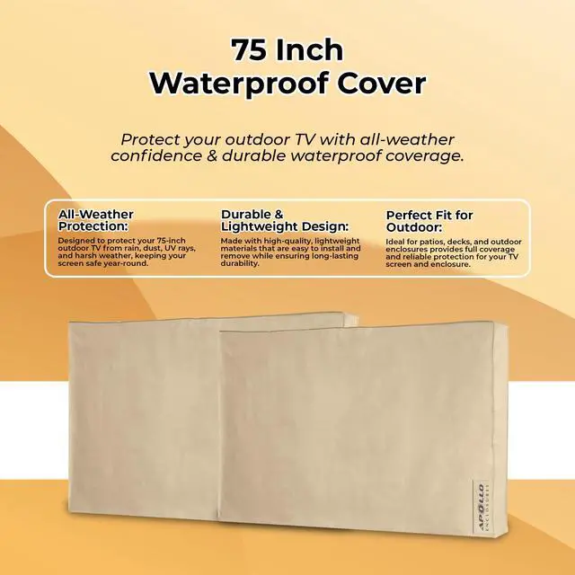Alt view image 2 of 6 - Outdoor TV Cover for 75 Inch Screens - Weatherproof Outdoor TV Cover with Lightweight - Waterproof & Screen Protector for Big Screen Enclosures & Outdoor Entertainment Areas AE7570