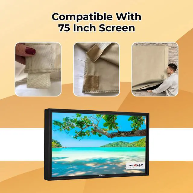 Alt view image 4 of 6 - Outdoor TV Cover for 75 Inch Screens - Weatherproof Outdoor TV Cover with Lightweight - Waterproof & Screen Protector for Big Screen Enclosures & Outdoor Entertainment Areas AE7570