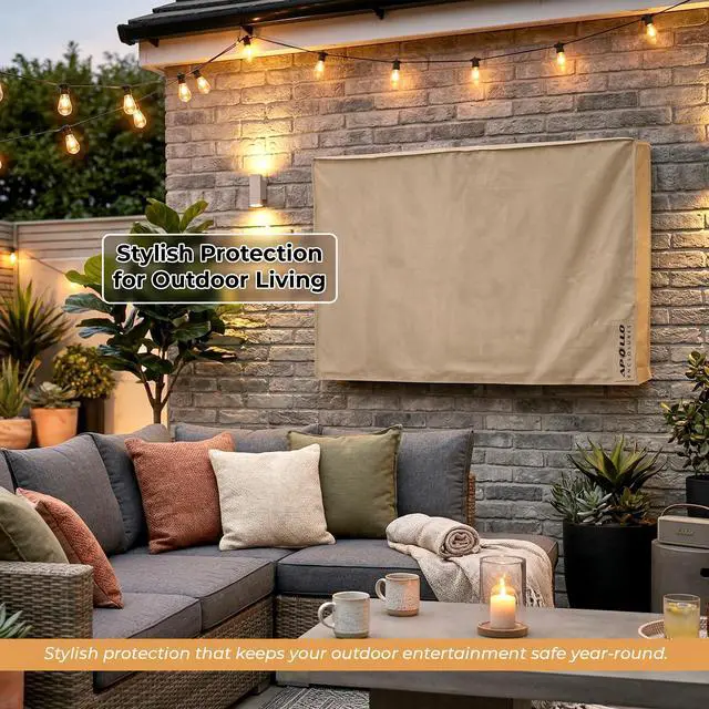Alt view image 6 of 6 - Outdoor TV Cover for 75 Inch Screens - Weatherproof Outdoor TV Cover with Lightweight - Waterproof & Screen Protector for Big Screen Enclosures & Outdoor Entertainment Areas AE7570